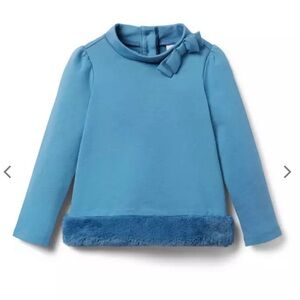 Janie & Jack Faux Fur Trim Ponte Top